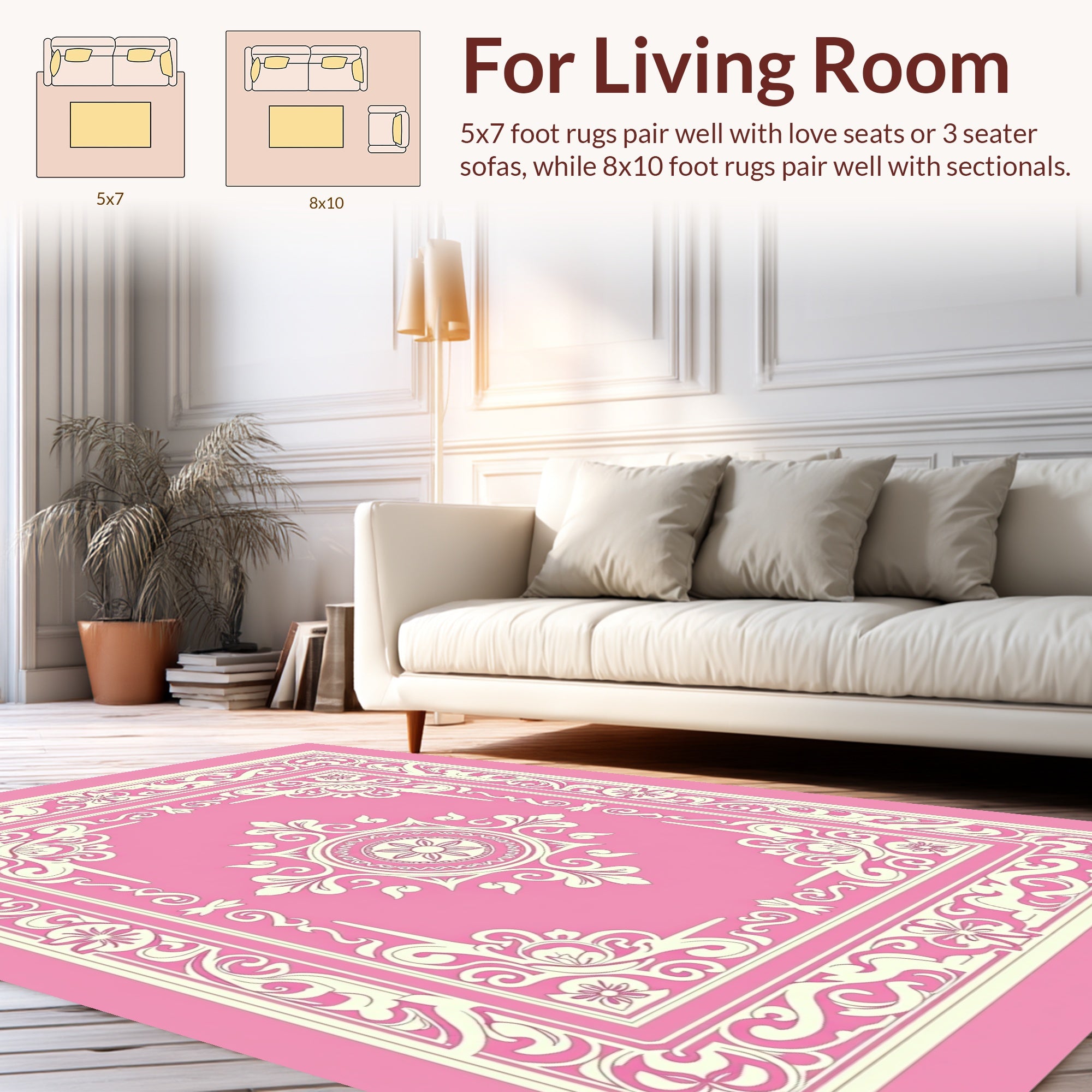 Elegant Floral Scrollwork Patterned Rug