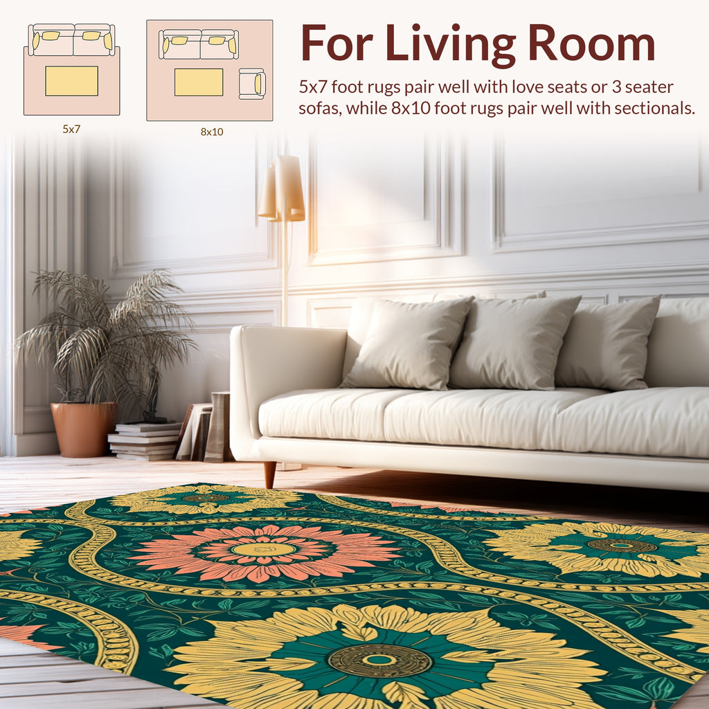 Golden Sunflower Arch Pattern Rug