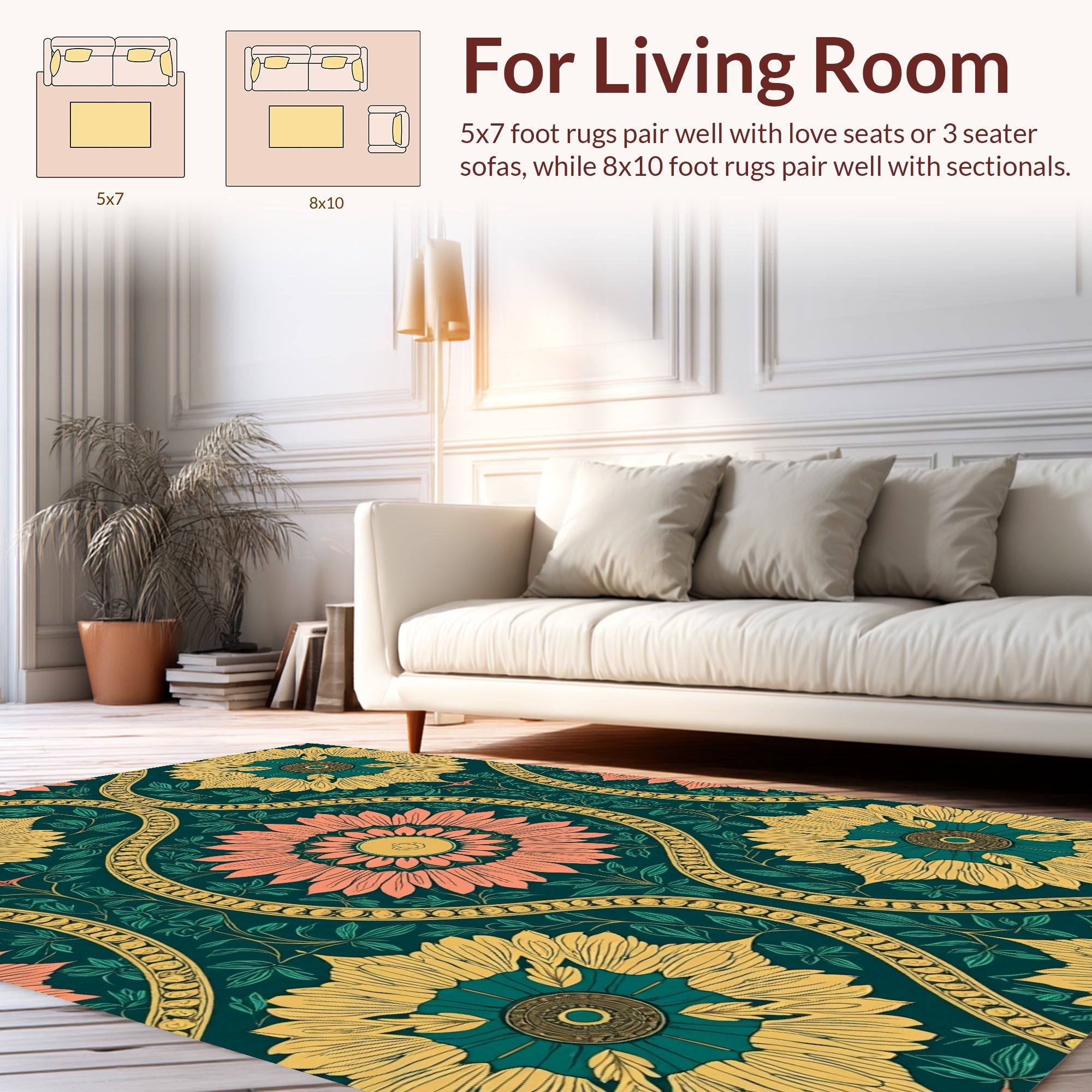 Golden Sunflower Arch Pattern Rug