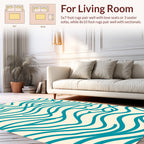 Teal Flowing Lines Pattern Rug