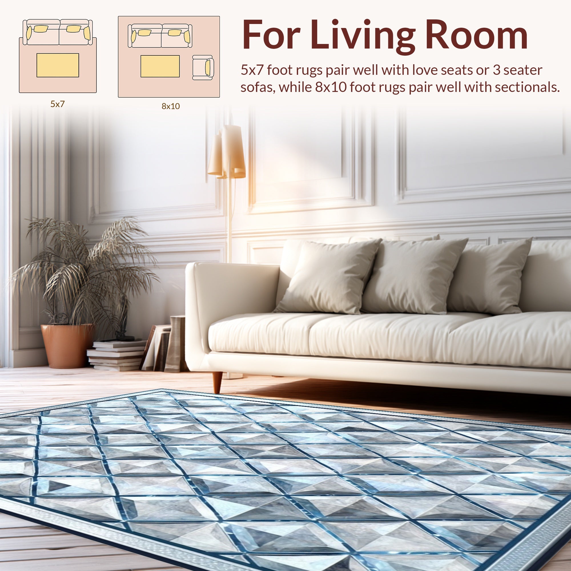Geometric Diamond Pattern Contemporary Design Rug