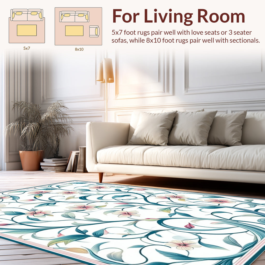 Whimsical Floral Vine Pattern Rug