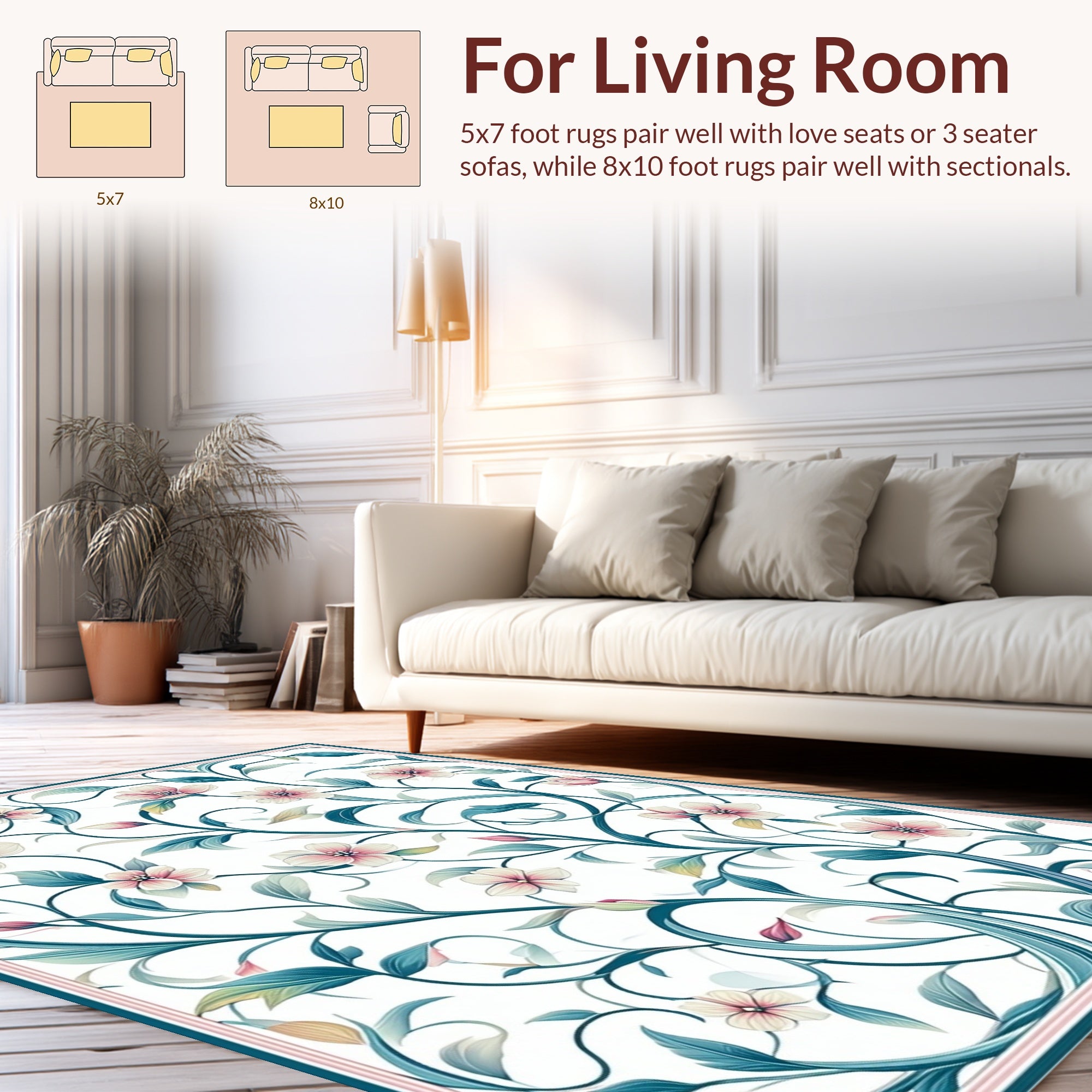 Whimsical Floral Vine Pattern Rug