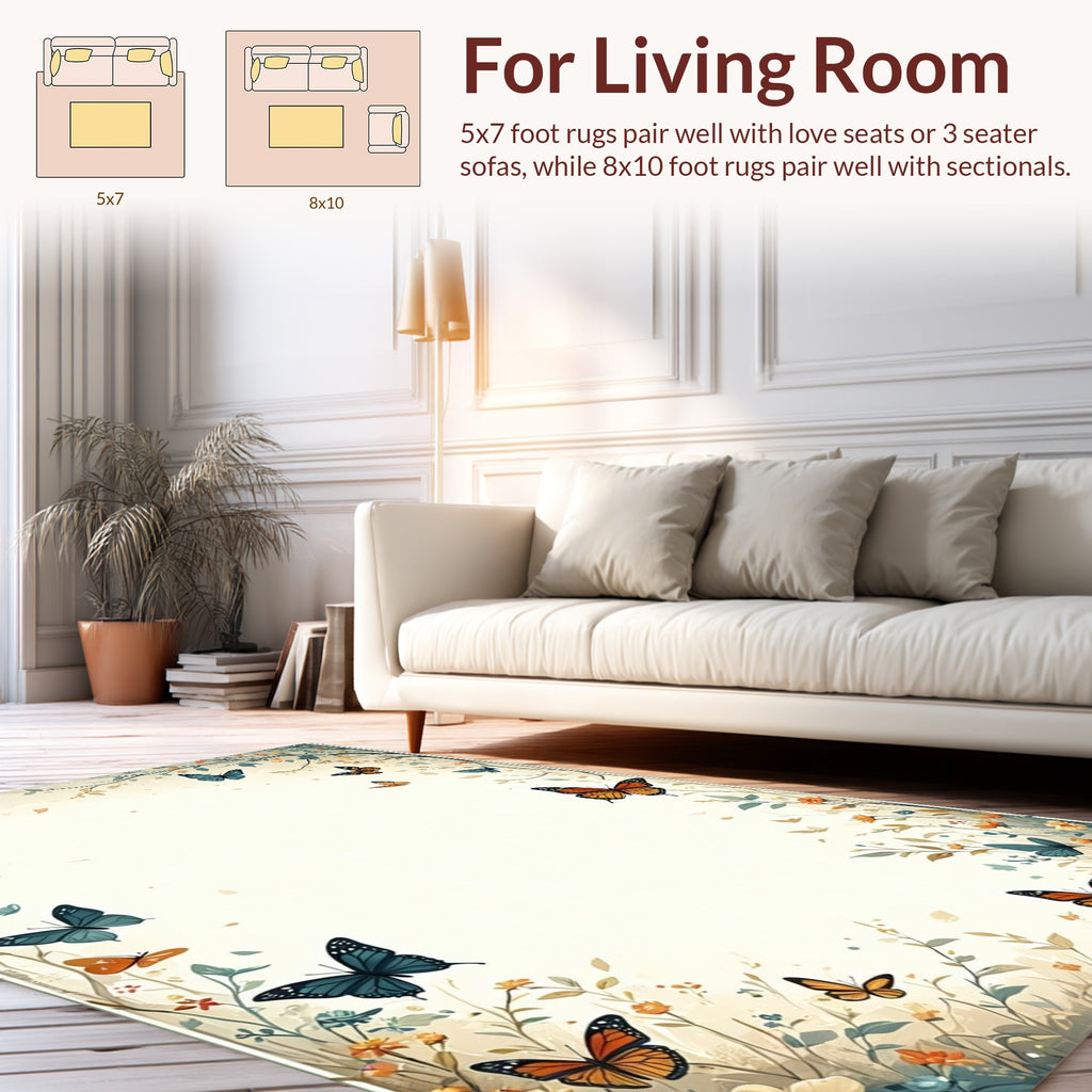 Vibrant Butterflies In Spring Garden Rug