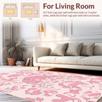 Abstract Pink Floral Symmetry Design Rug