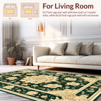 Elegant Floral Medallion Emerald Rug