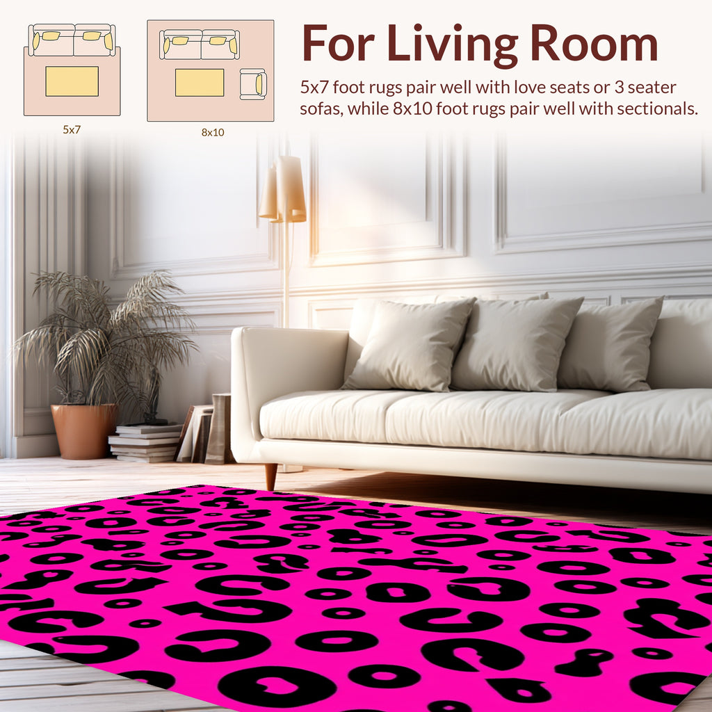 Bold Pink Black Animal Print Rug