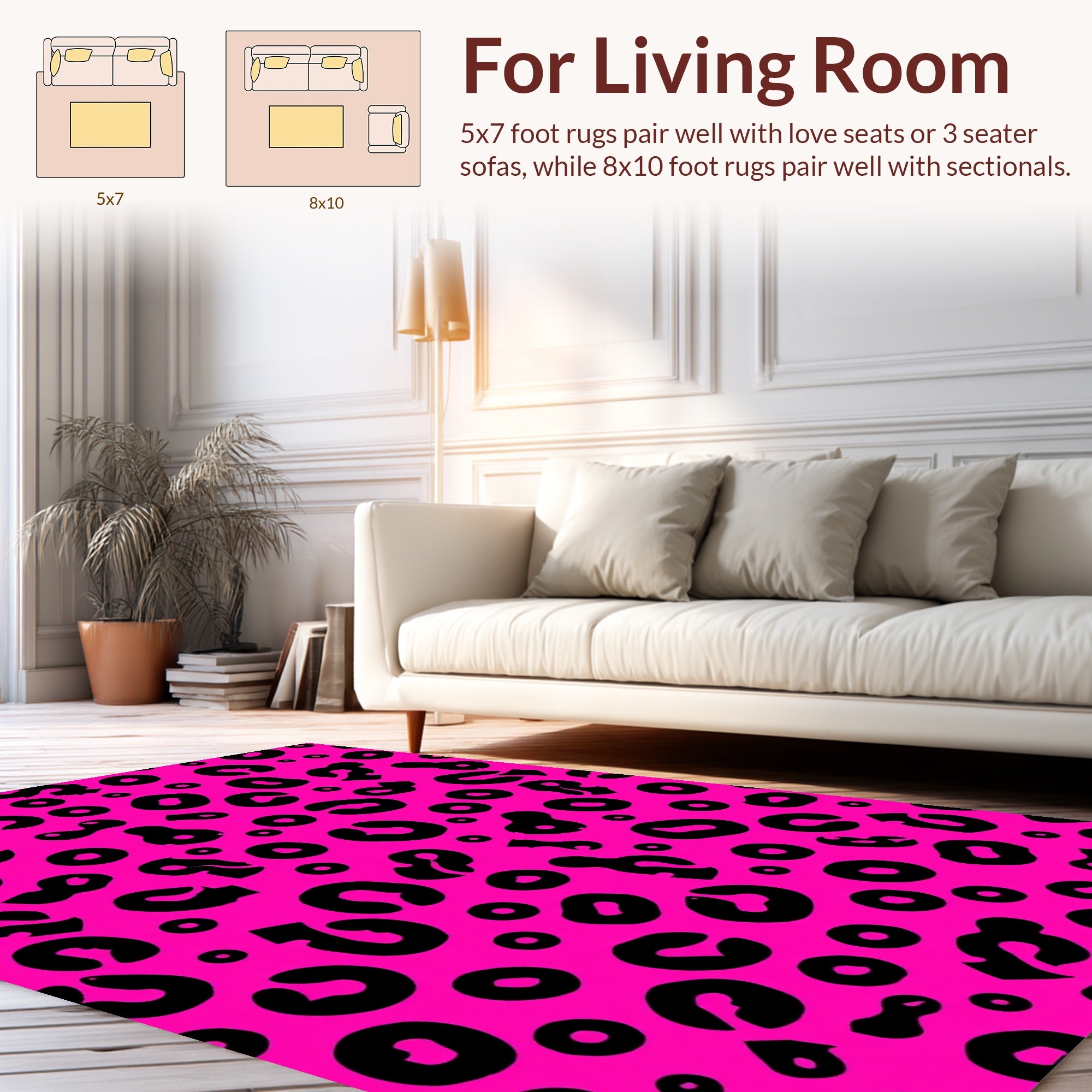 Bold Pink Black Animal Print Rug