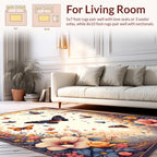 Whimsical Butterfly Garden Floral Pattern Rug