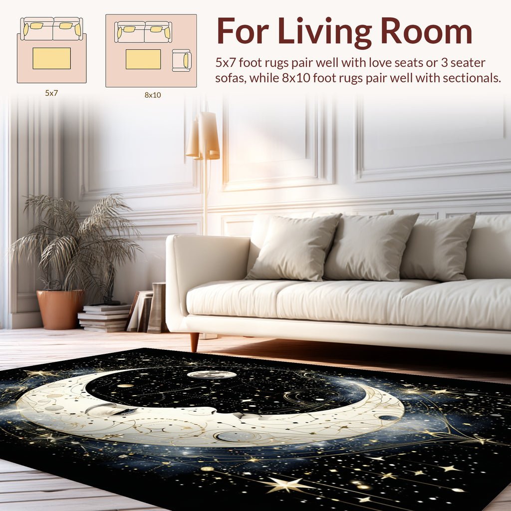 Celestial Moon Face Celestial Stars Rug