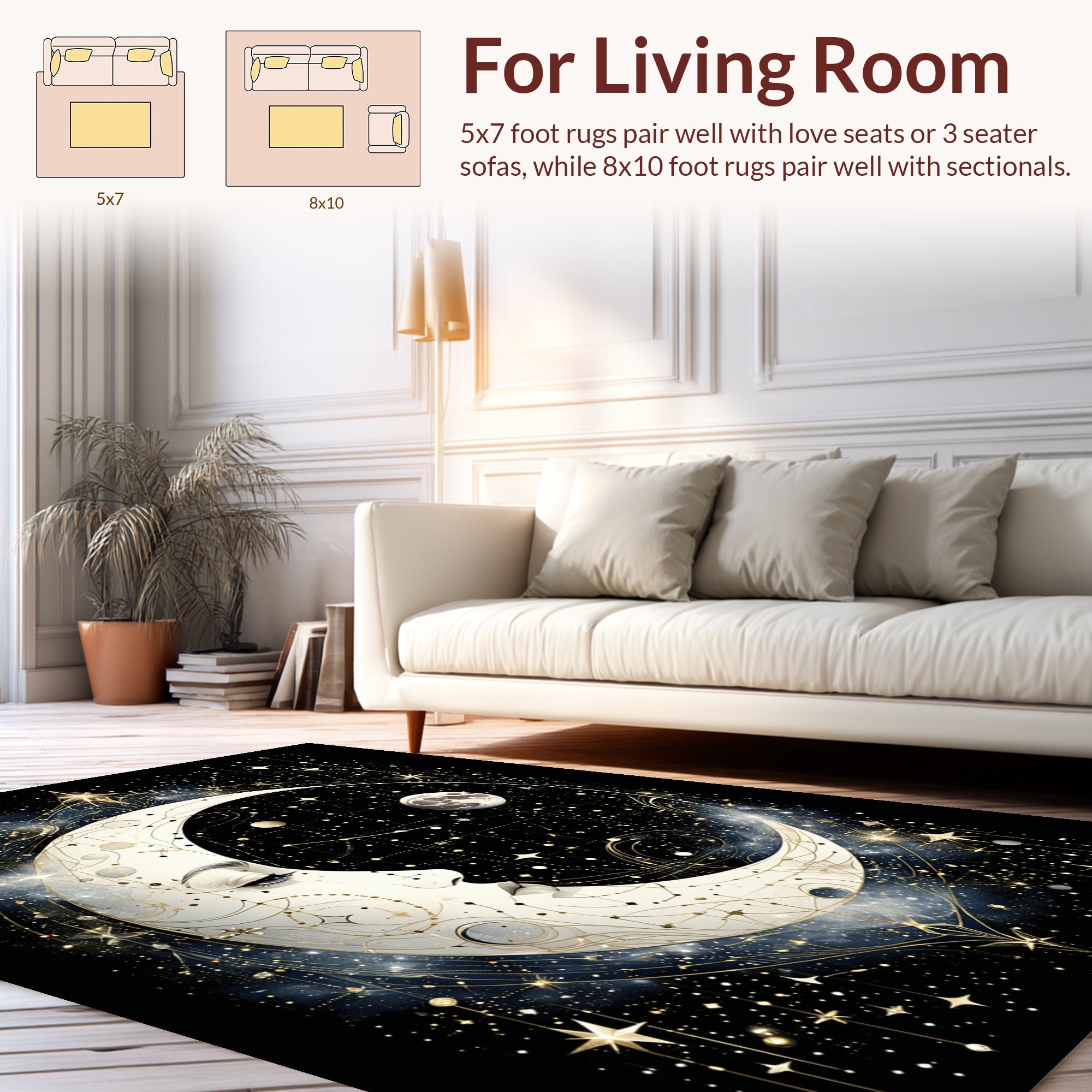 Celestial Moon Face Celestial Stars Rug