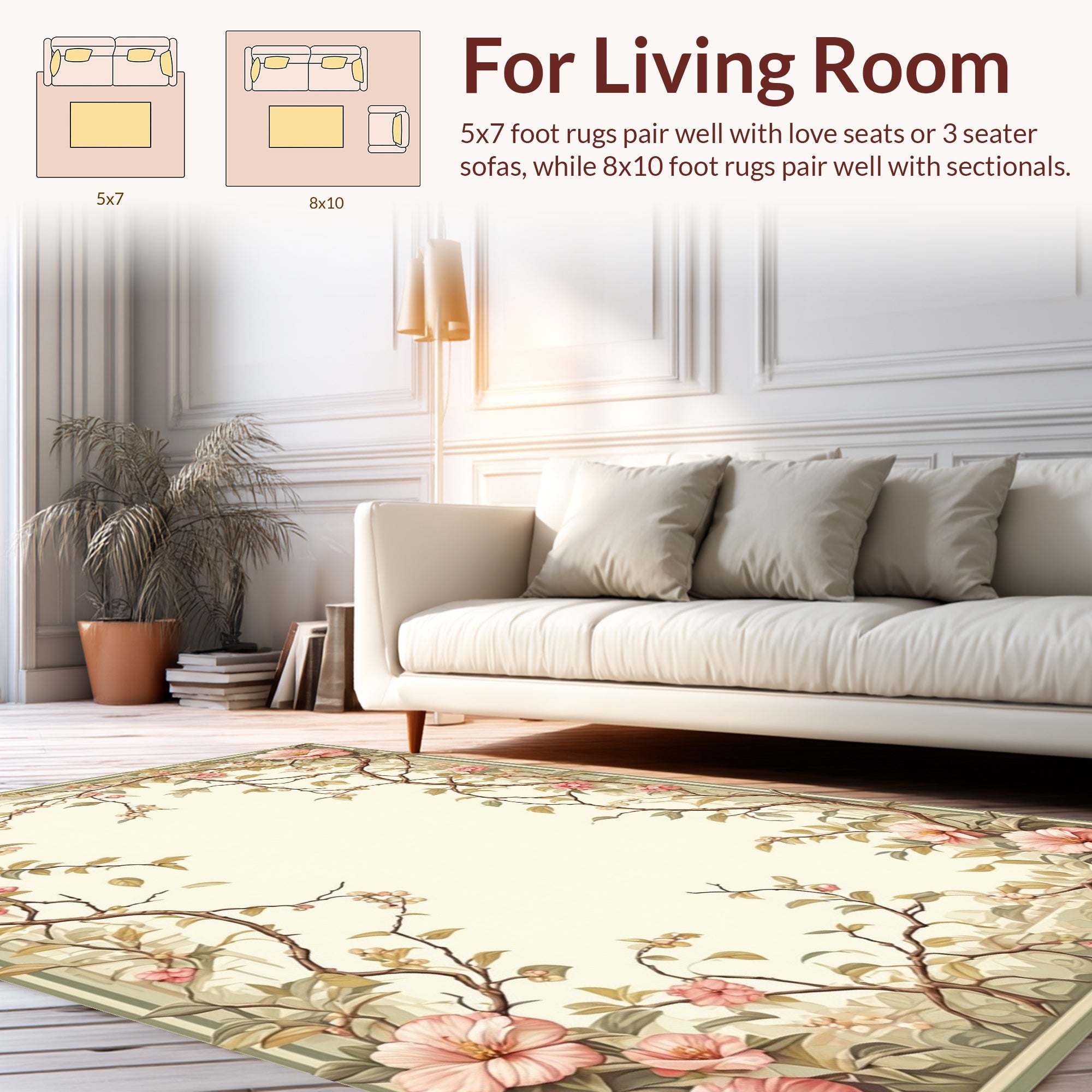 Vintage Floral Vine Silhouette Design Rug