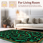 Emerald Serpent Floral Garden Design Rug
