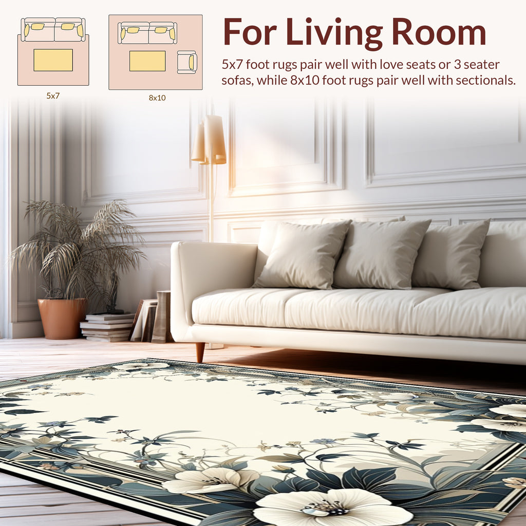 Art Nouveau Floral Swirl Pattern Rug