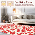 Red Blossom Pattern 50s Style Rug