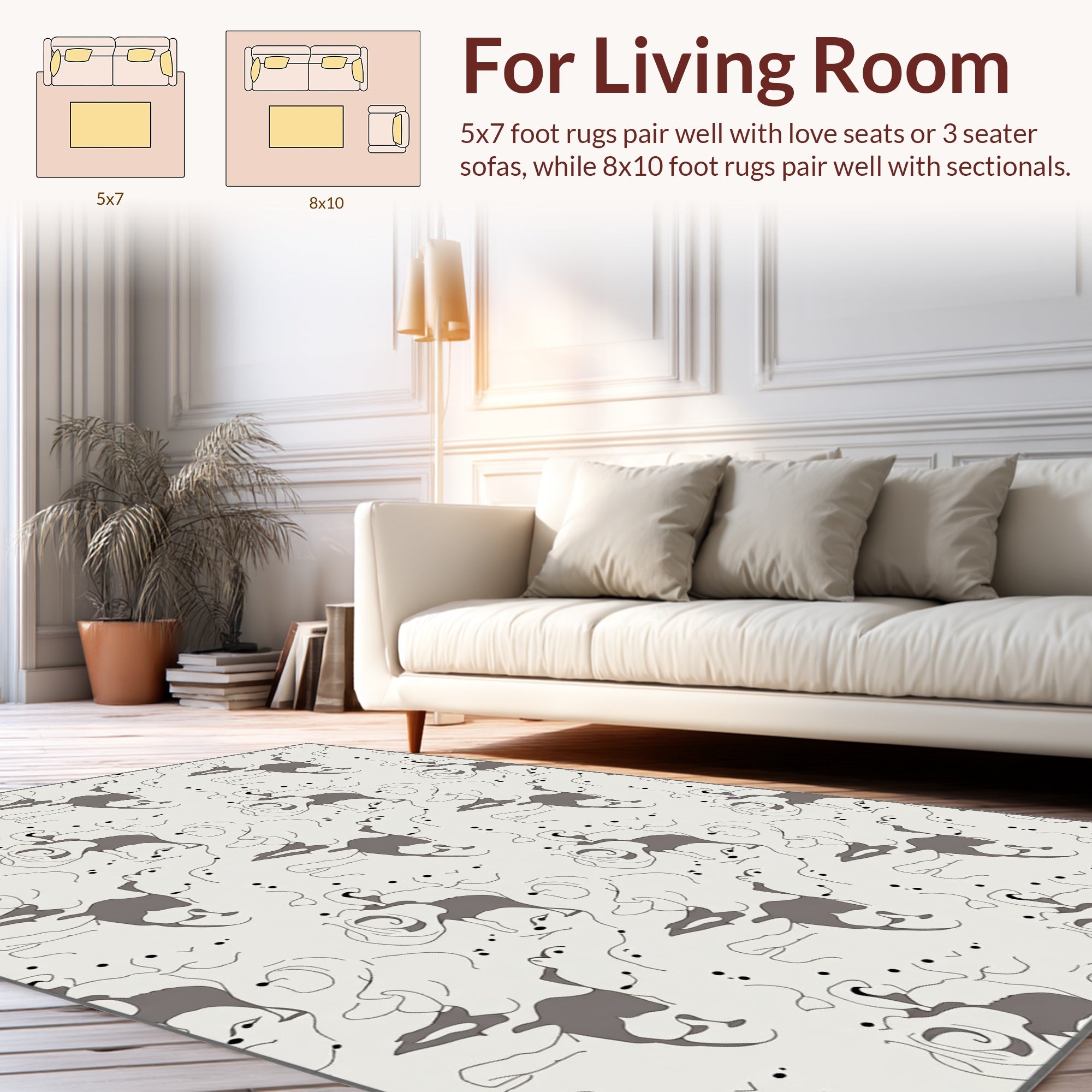 Abstract Sketchy Animal Pattern Design Rug