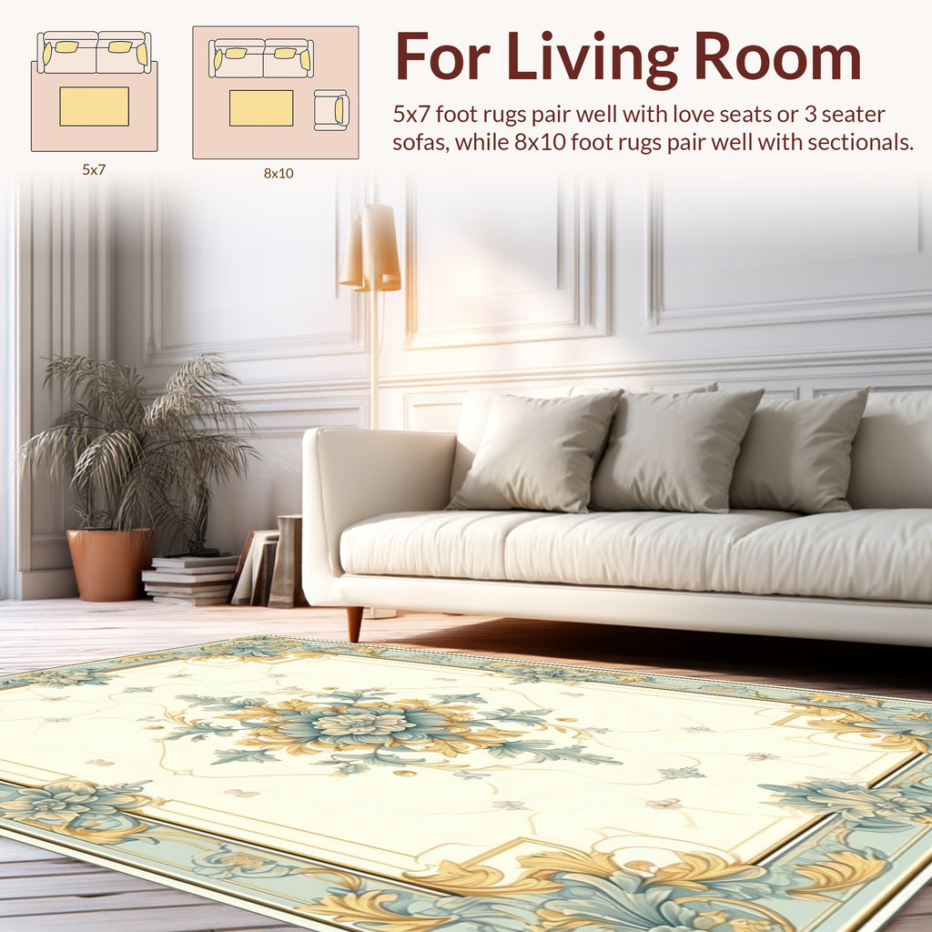 Classic Floral Scrollwork Elegant Design Rug