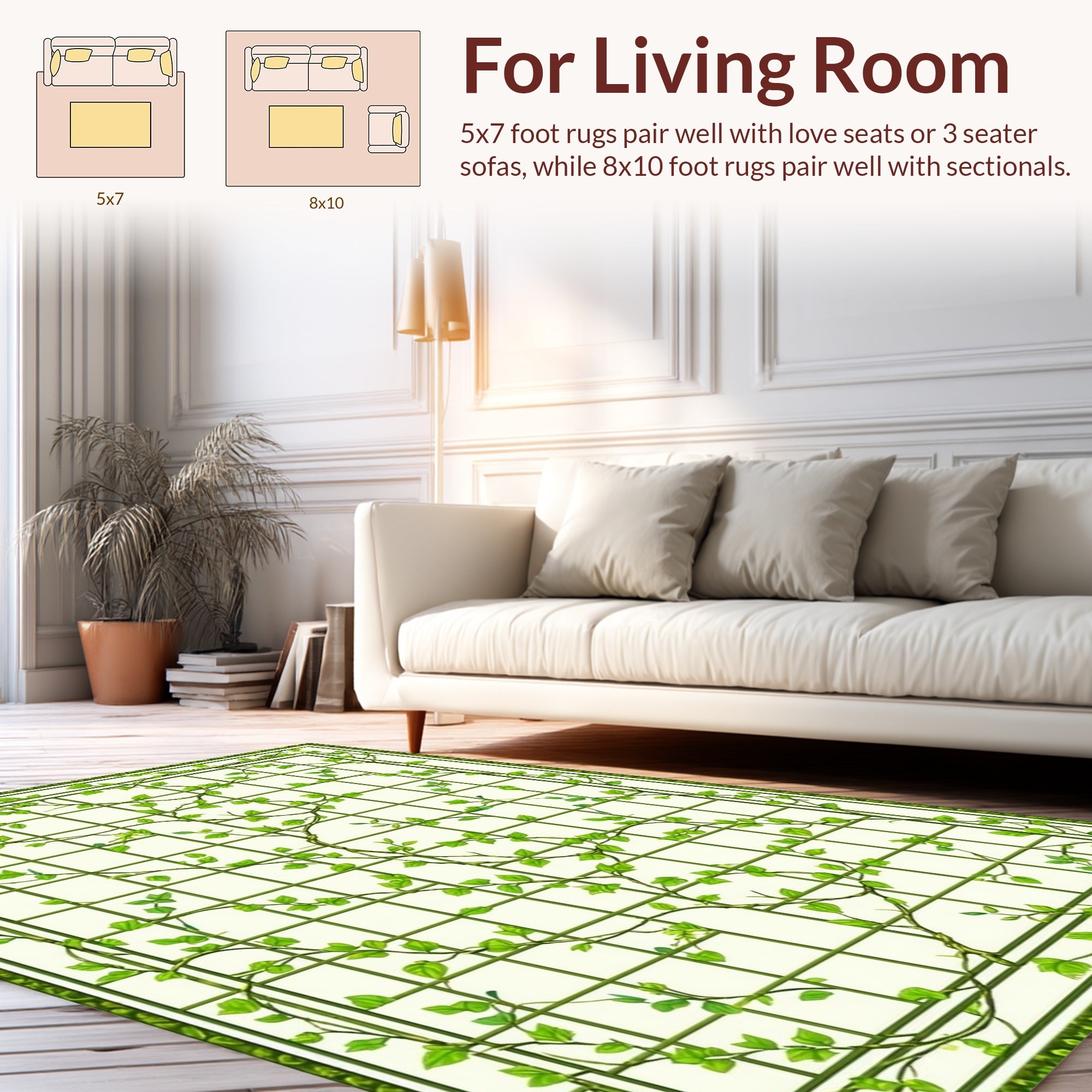 Green Vine Lattice Decorative Rug