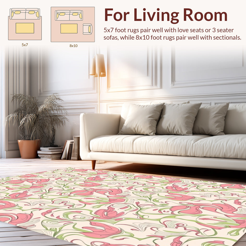 Art Nouveau Floral Swirls Pattern Rug