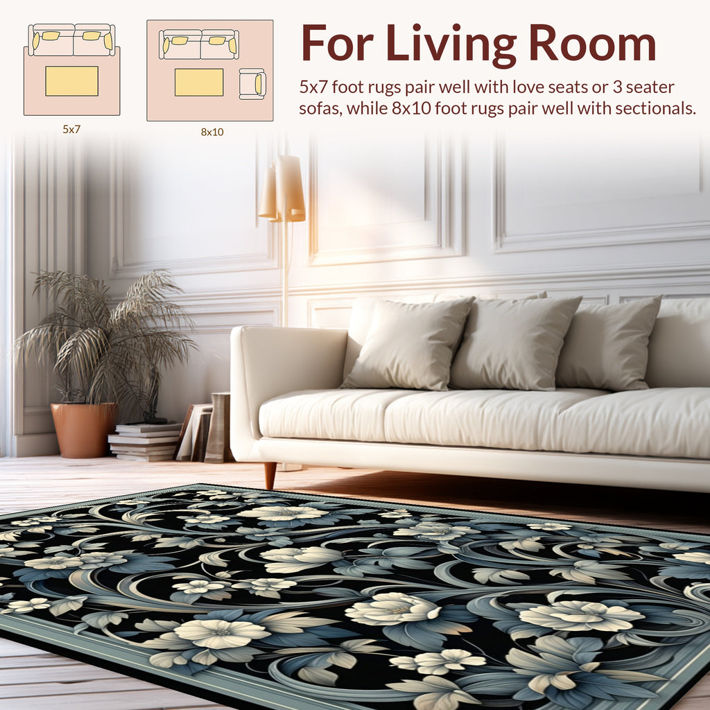 Elegant Floral Vine Pattern Rug