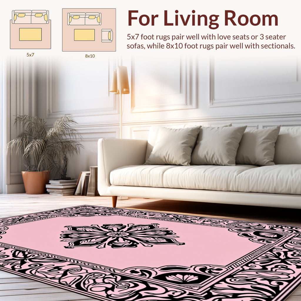 Elegant Floral Scrollwork Medallion Rug