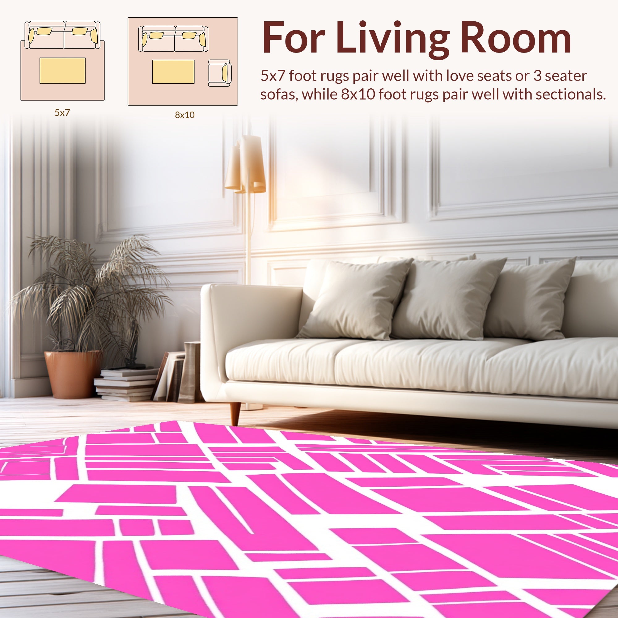 Geometric Pink Lines Patterned Rug