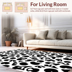 Abstract Organic Black White Pattern Rug
