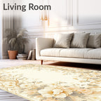Cream Floral Branches Vintage Pattern Rug