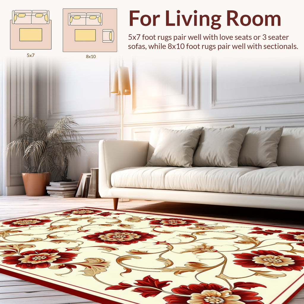 Ornate Floral Vine Pattern Rug