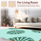 Fan Motif Emerald Green Pattern Rug