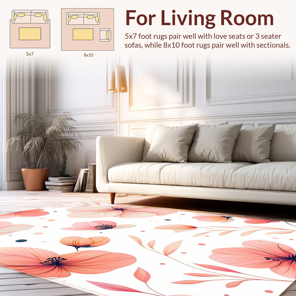 Delicate Coral Petal Blossom Design Rug