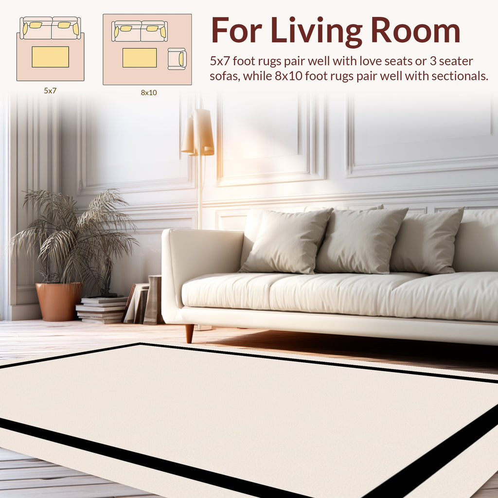 Minimalist Black Border Simple Square Rug