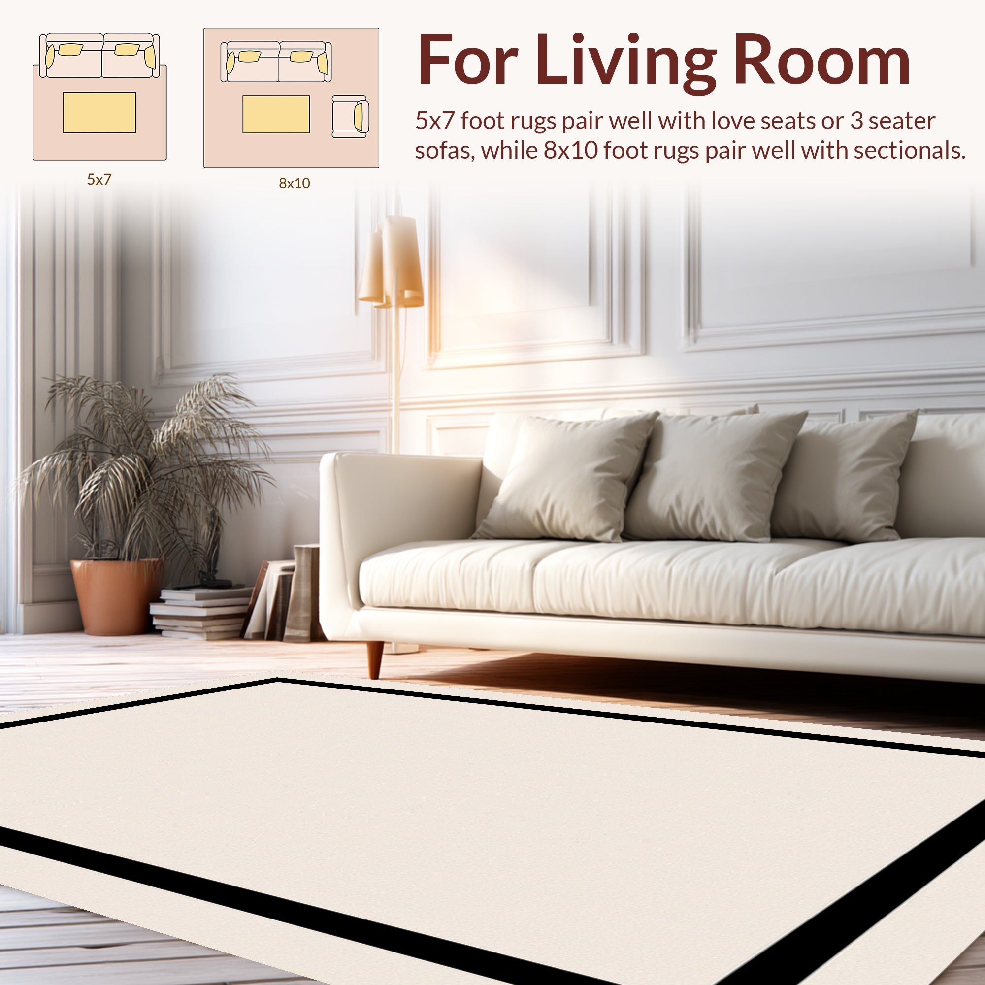 Minimalist Black Border Simple Square Rug