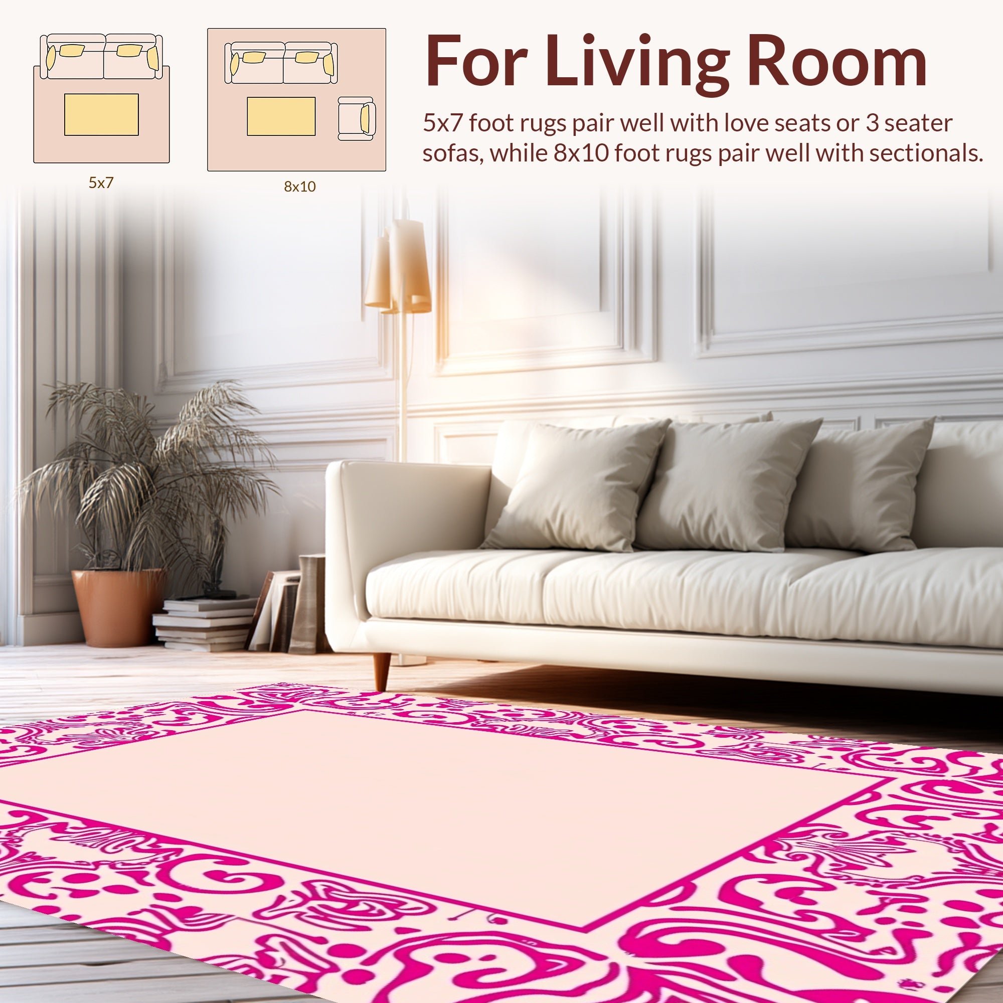 Ornate Pink Abstract Pattern Rug