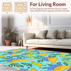 Playful Dinosaur Leaf Pattern Rug