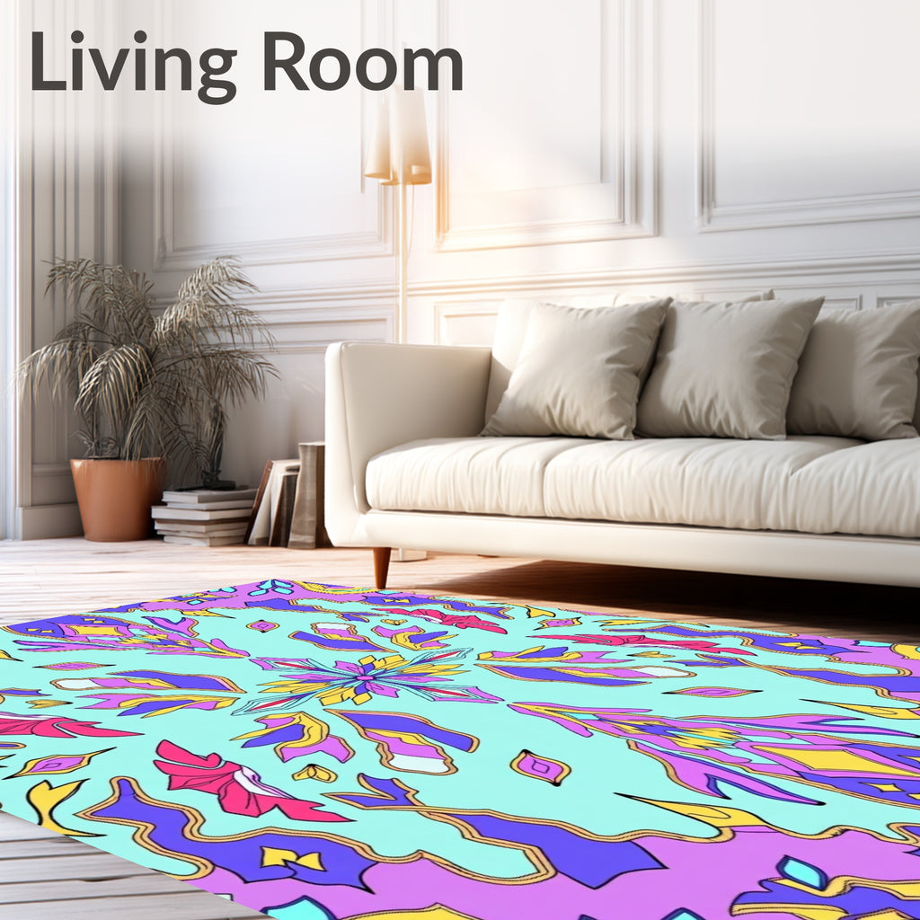 Vivid Abstract Floral Medallion Rug