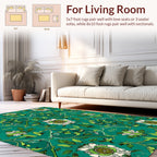 Emerald Floral Art Nouveau Pattern Rug
