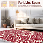 Ornate Red Floral Vine Pattern Rug