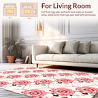 Pink Rose Patterned Contemporary Rug