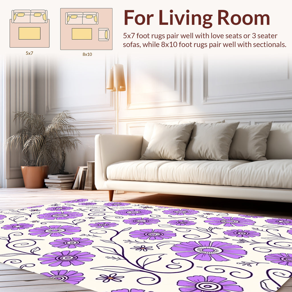 Vintage Purple Floral Vine Design Rug