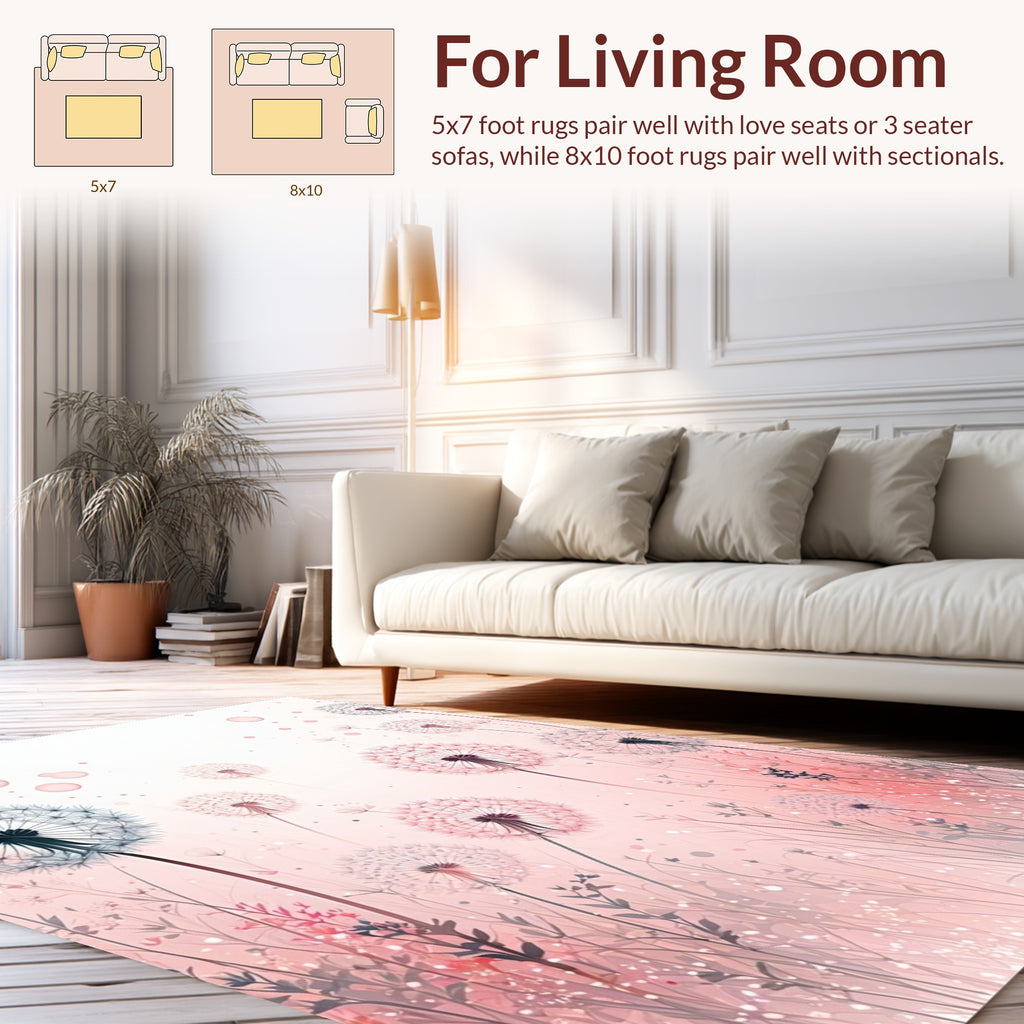 Soft Dandelion Field Whimsy Pattern Rug