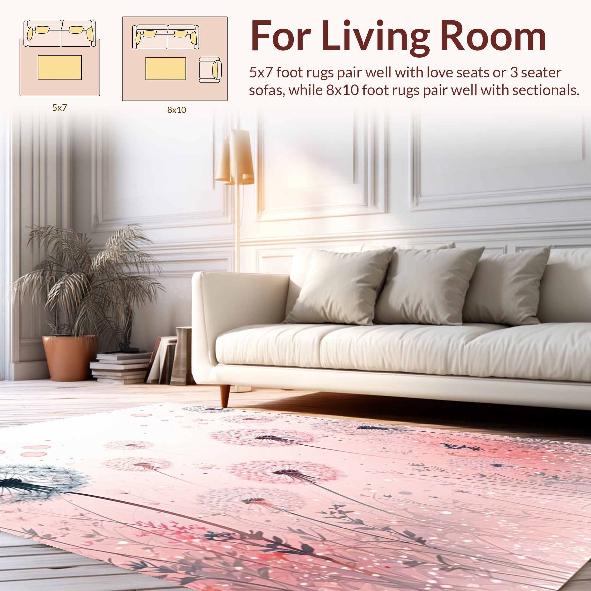 Soft Dandelion Field Whimsy Pattern Rug