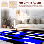 Modern Geometric Blue Black White Pattern Rug