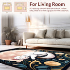Celestial White Cat Moon Garden Rug