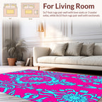 Fuchsia And Aqua Floral Damask Pattern Rug