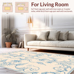 Elegant Blue Floral Damask Pattern Rug
