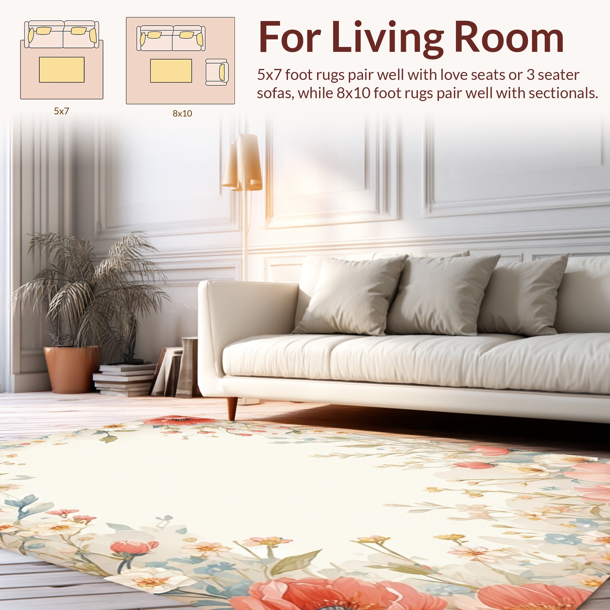 Floral Garden Whimsical Bloom Pattern Rug