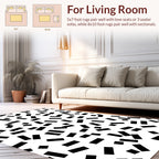 Black White Random Rectangle Pattern Rug