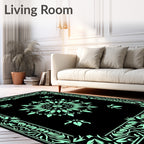 Mint Green Floral Mandala Border Rug