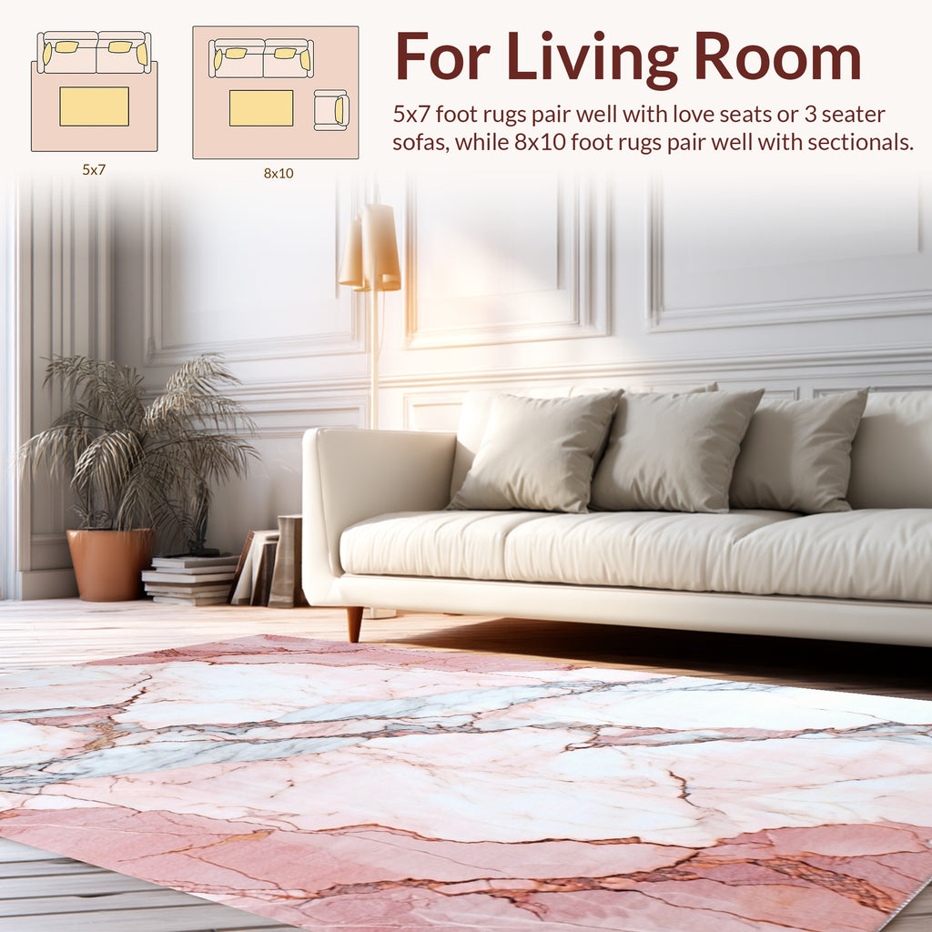 Pink Marble Veined Texture Rug